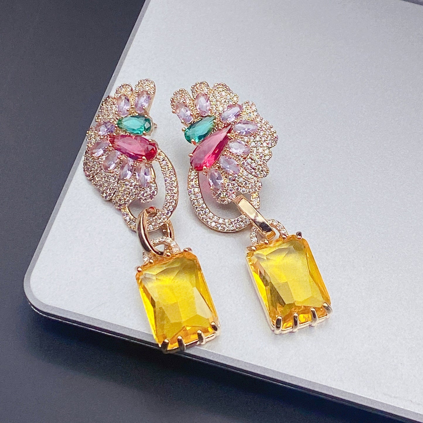 Zircon Precision Micro Inlaid Color Matching Versatile Earrings - Pleasures and Sins   Pleasures and Sins