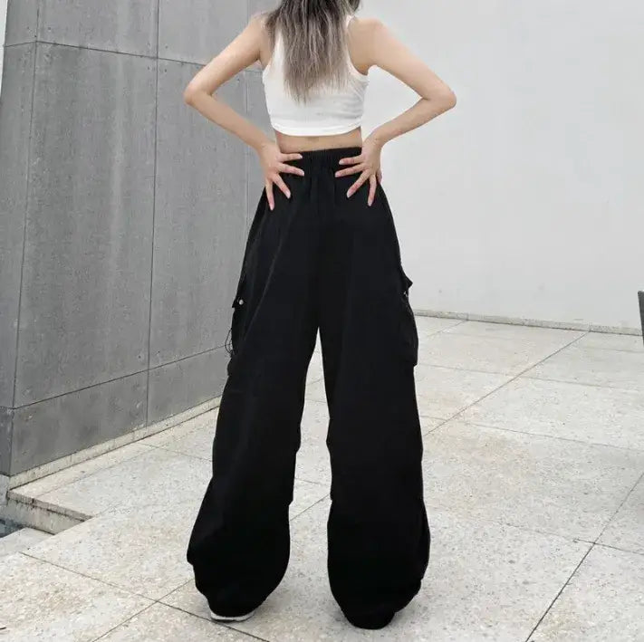 Pantalon large à jambes larges Cargo Baggy Parachute Womens Streetwear