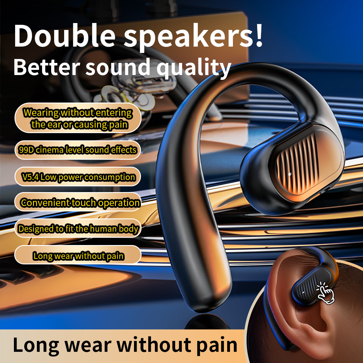 Touch Control Wireless Bluetooth Earphone Car Bluetooth Earphone - Pleasures and Sins   Pleasures and Sins