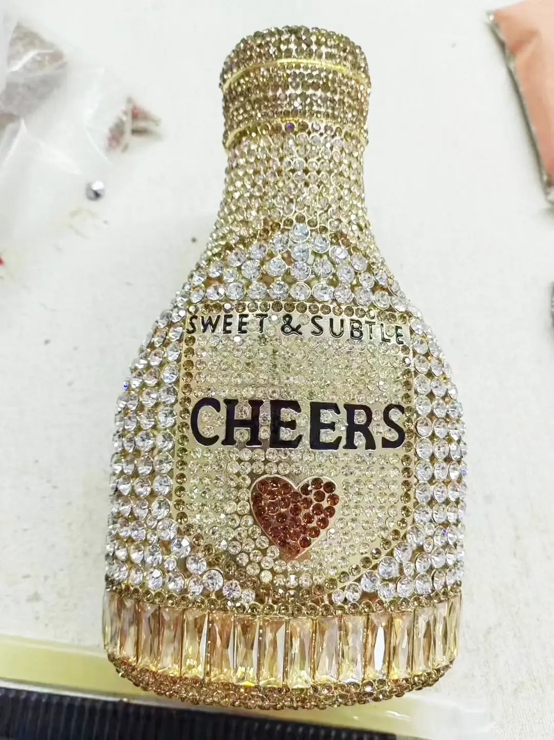 Bottle Shape Crystal Evening Bag Encrusted Bridal Bag Party