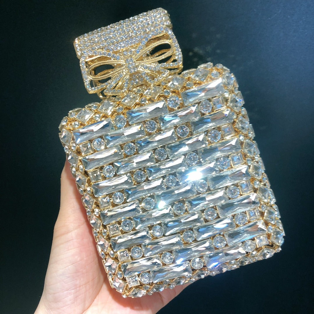 Rhinestone Bag Perfume bottle Shape with Diamante and Crystal - Pleasures and Sins   Pleasures and Sins