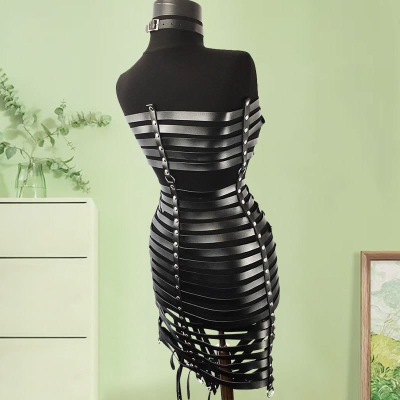 Bondage/fetish Buckle Fashion Leather Dress