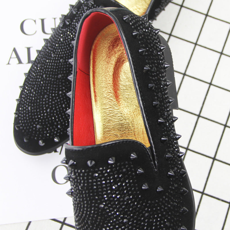 Mens Beautiful Rhinestone Spike, Studded Loafers