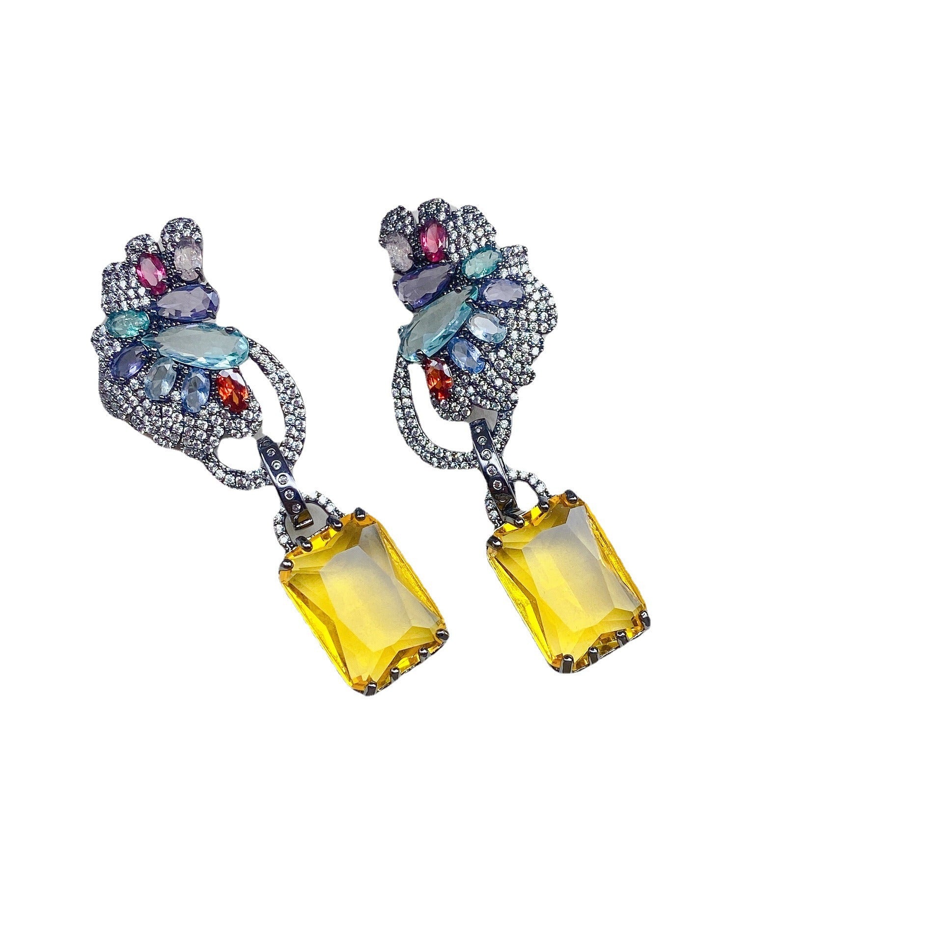 Zircon Precision Micro Inlaid Color Matching Versatile Earrings - Pleasures and Sins   Pleasures and Sins