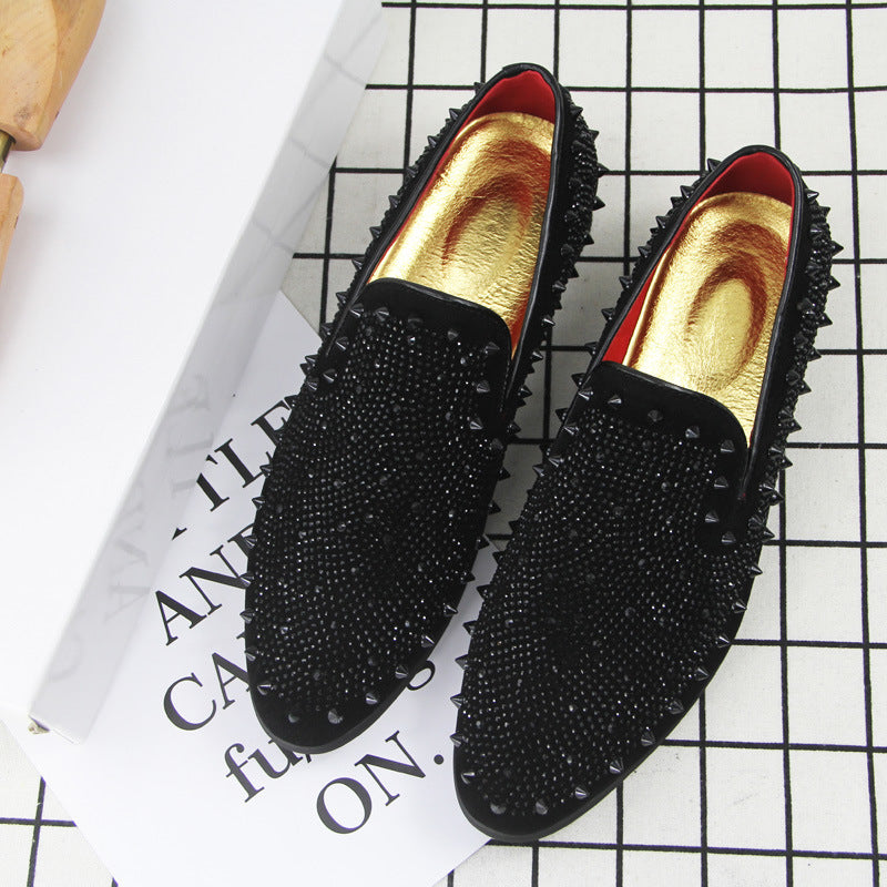 Mens Beautiful Rhinestone Spike, Studded Loafers