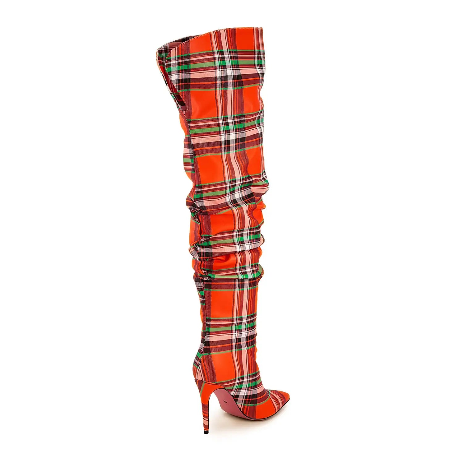 Ladies High Stiletto Heel Tartan Pattern Punk Boots