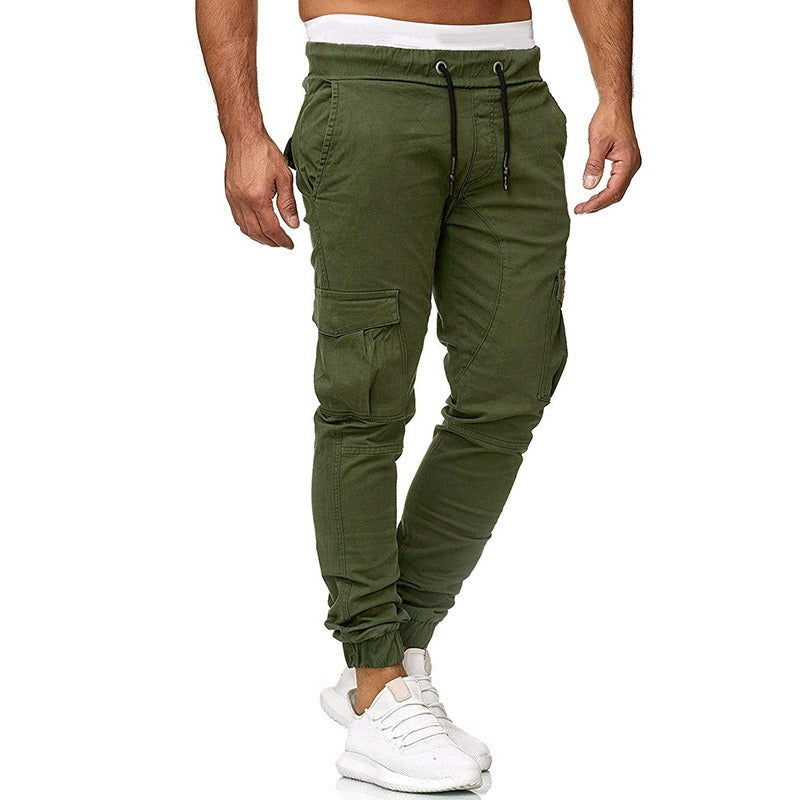 Men's Cargo Multi Pocket Skinny Fit Solid Colour Trousers - Pleasures and Sins   Pleasures and Sins