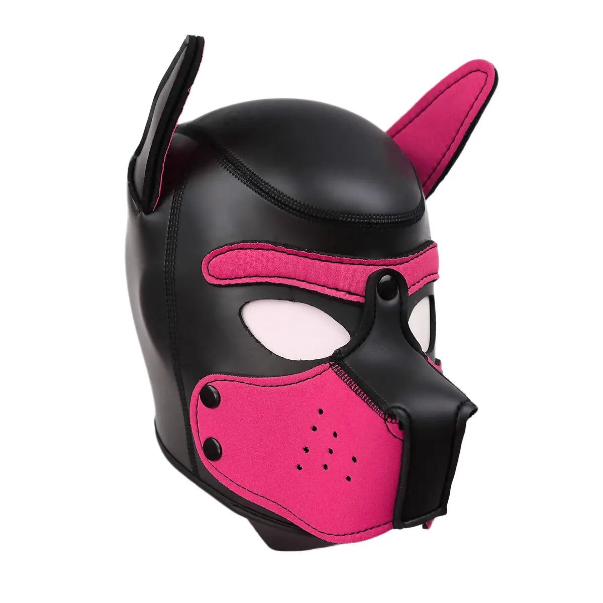 Masque de chiot fétichiste/bondage en caoutchouc noir