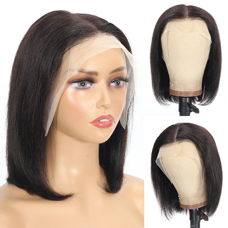 Black Lace Front Real Human Hair Straight Bob, Human Hair Wig - Pleasures and Sins   Pleasures and Sins