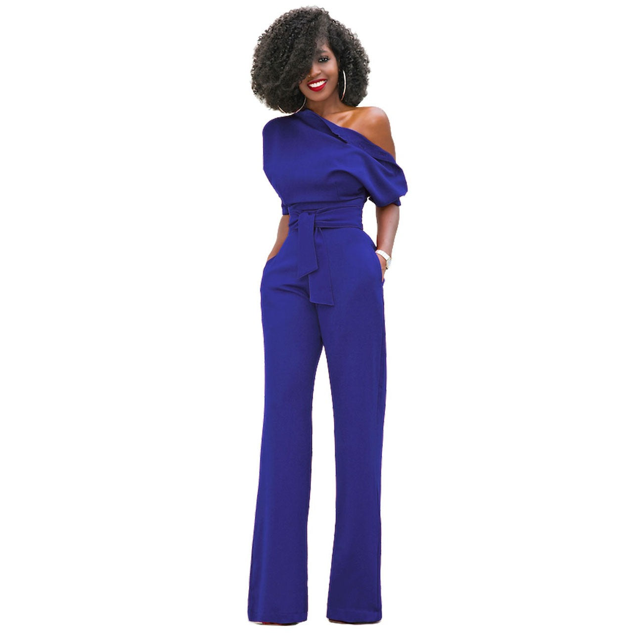 Diagonal collar button up jumpsuit wide leg pants - Pleasures and Sins   Pleasures and Sins