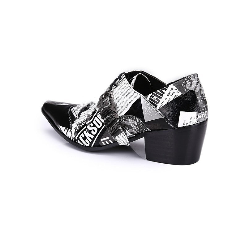 Michael Jackson newspaper Print Leather Lace-up Men's Buckle Shoes