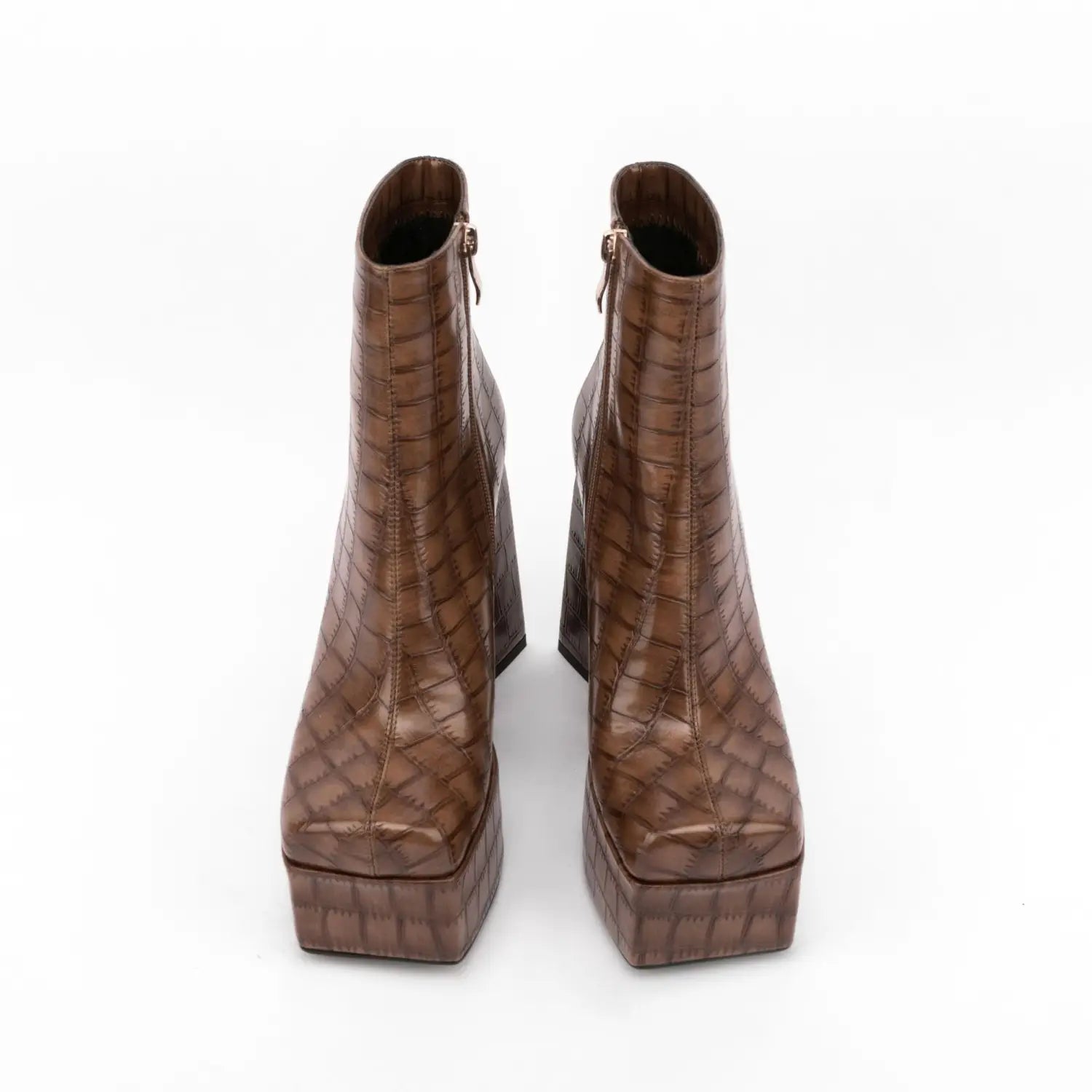 Thick And Chunky Wedge Heel Crocodile Print Platform Boots