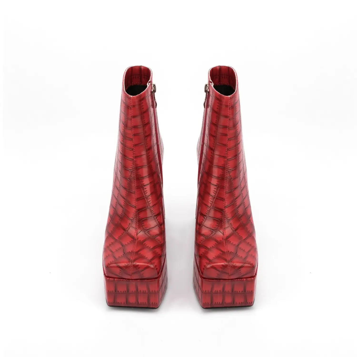 Thick And Chunky Wedge Heel Crocodile Print Platform Boots
