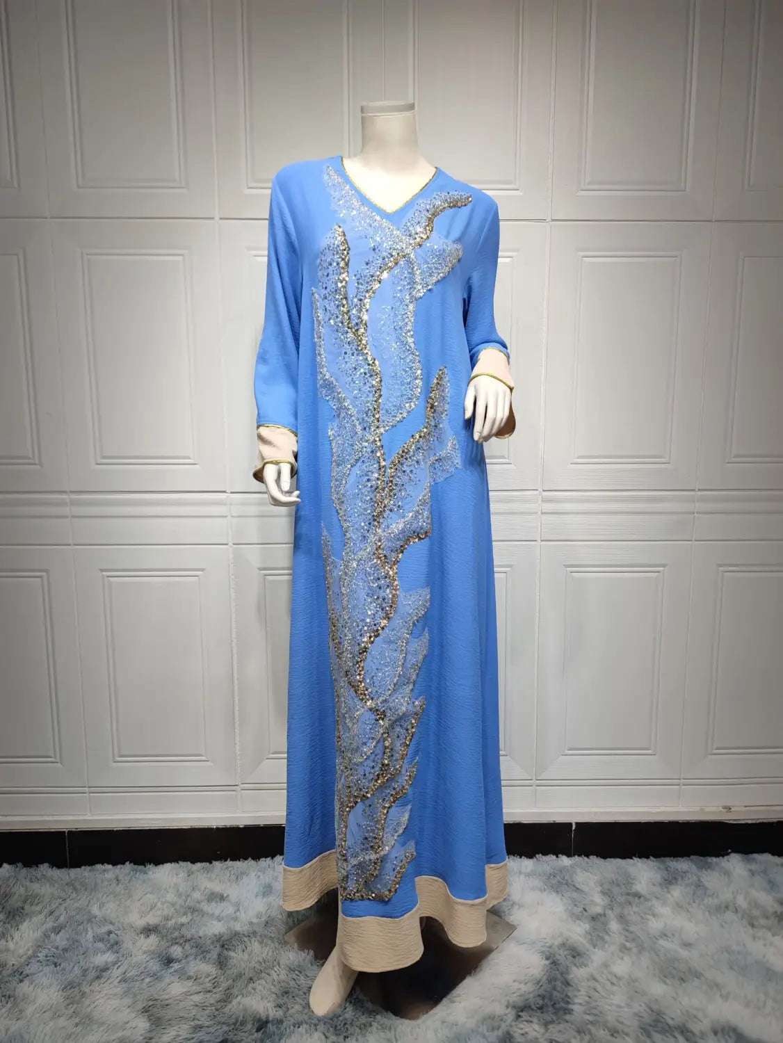 Robe musulmane pour femmes brodée de paillettes