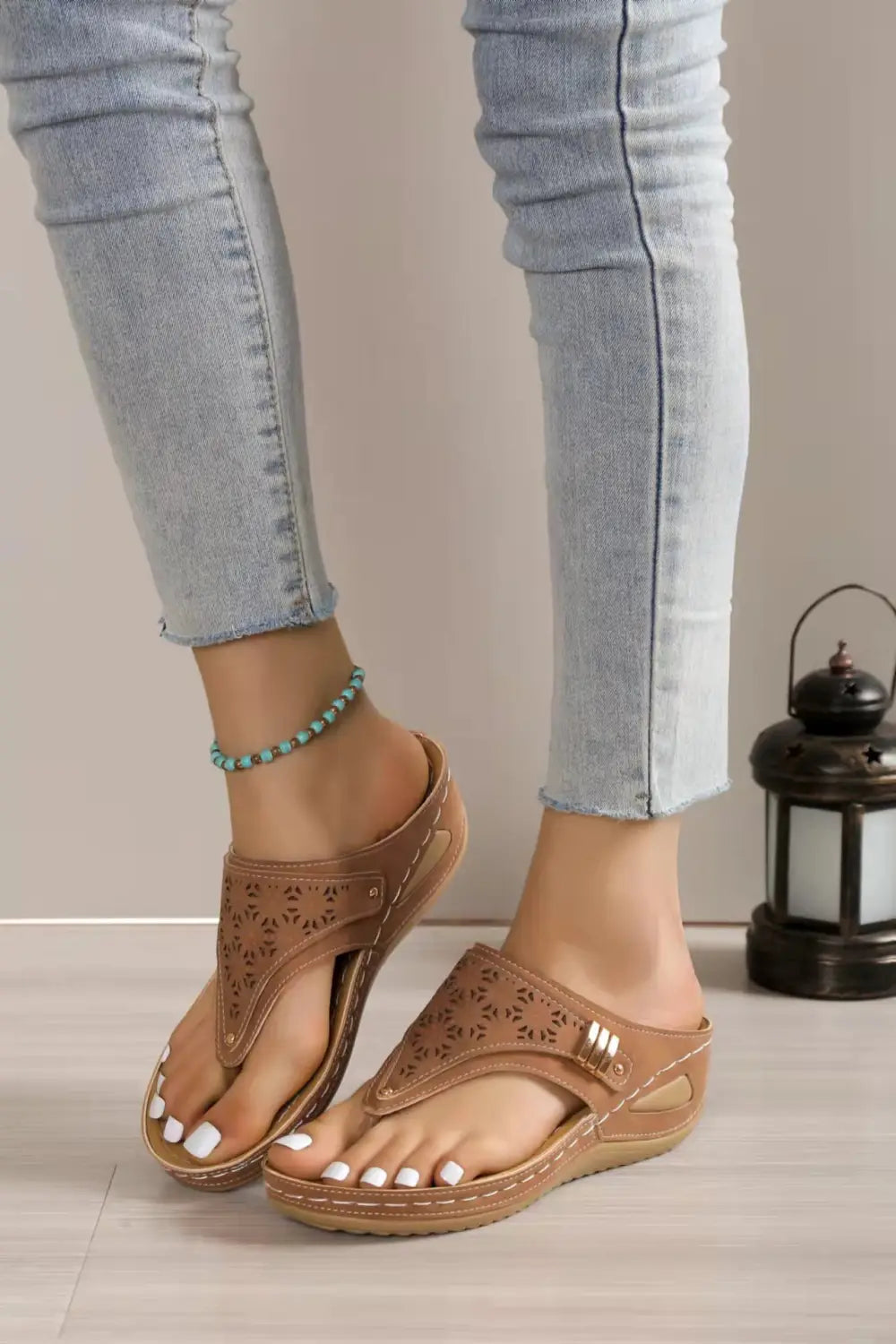 Ladies Between Toe Platform Wedge Sandals Roman Style