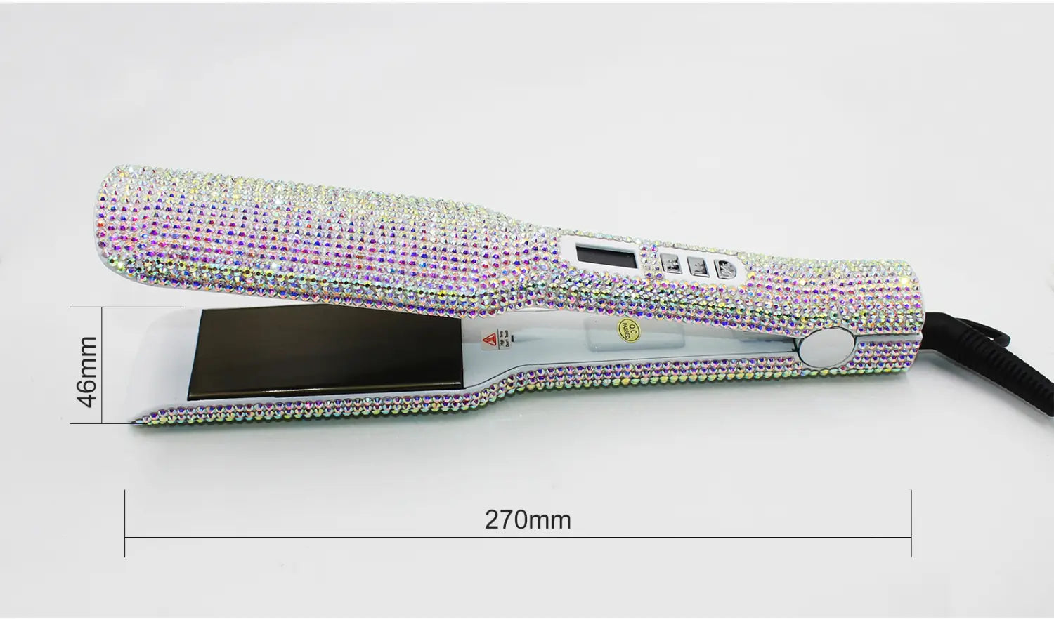 Stylish Glamshine Titanium Hair Straightener with sparkling rhinestone wide plates.