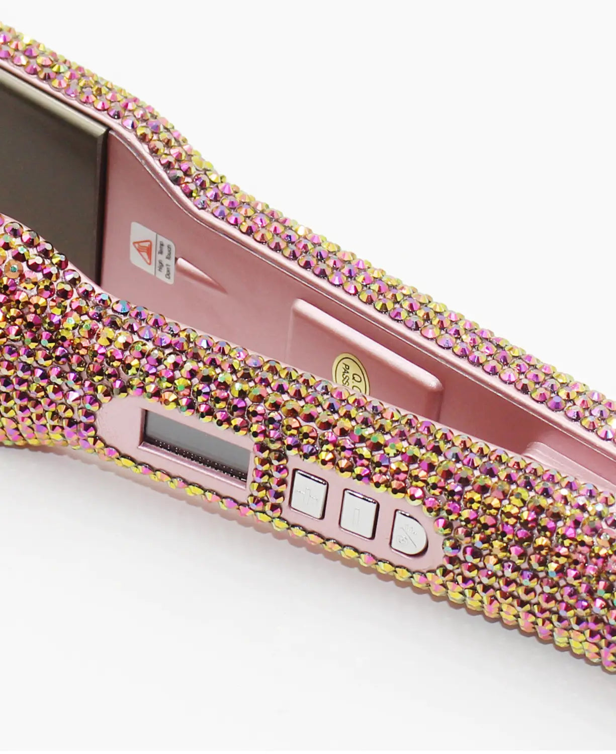 Glamshine Titanium Hair Straightener with Rhinestone Wide Plates for a glam look.