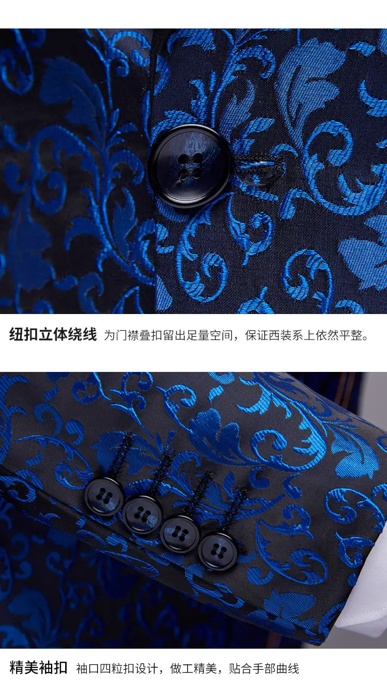 Men’s Paisley Floral Slim Fit Tuxedo Jacket and Pants Set