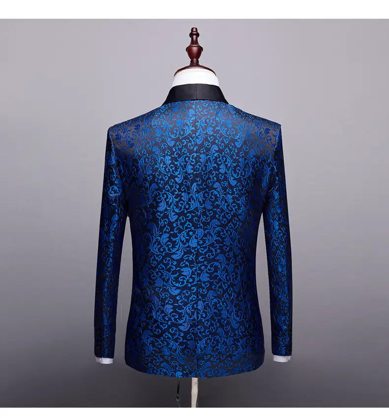 Men’s Paisley Floral Slim Fit Tuxedo Jacket and Pants Set