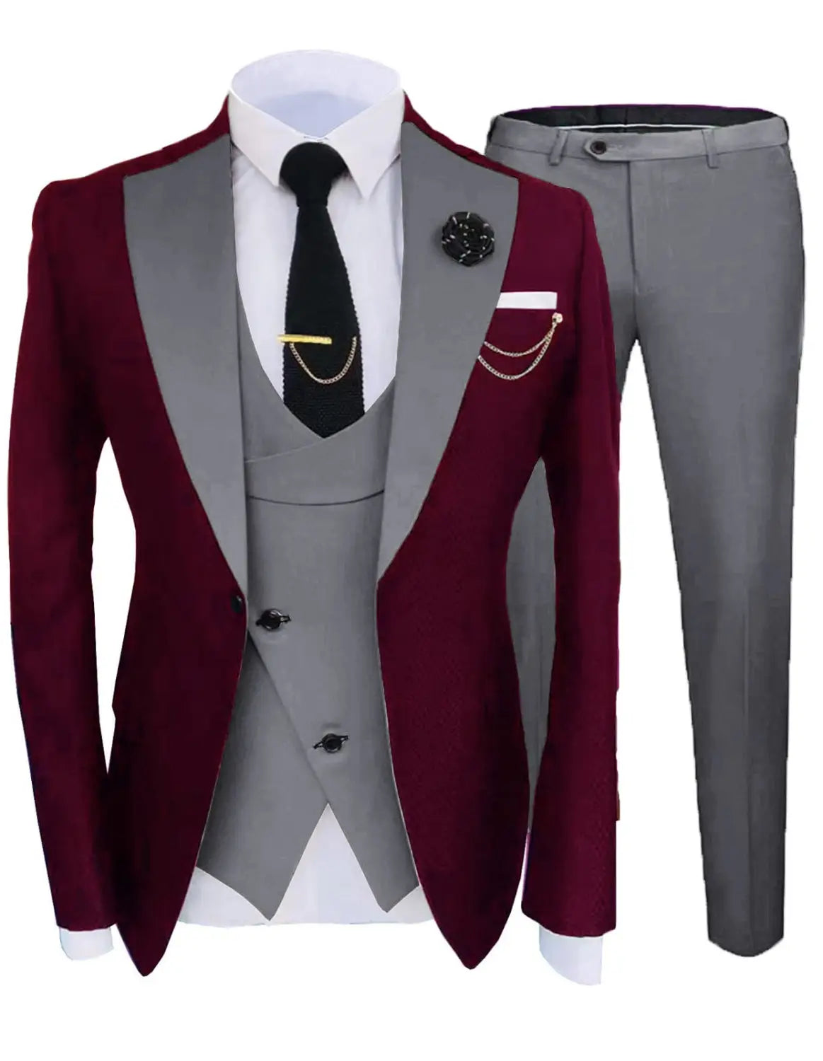 Herren Luxus Designer dreiteiliger Hochzeitsanzug