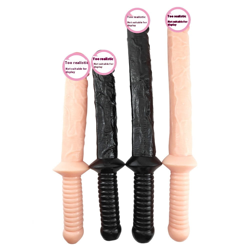 Four textured adult toys in black and flesh tones, a perfect Huge Dildo Sword for fun.