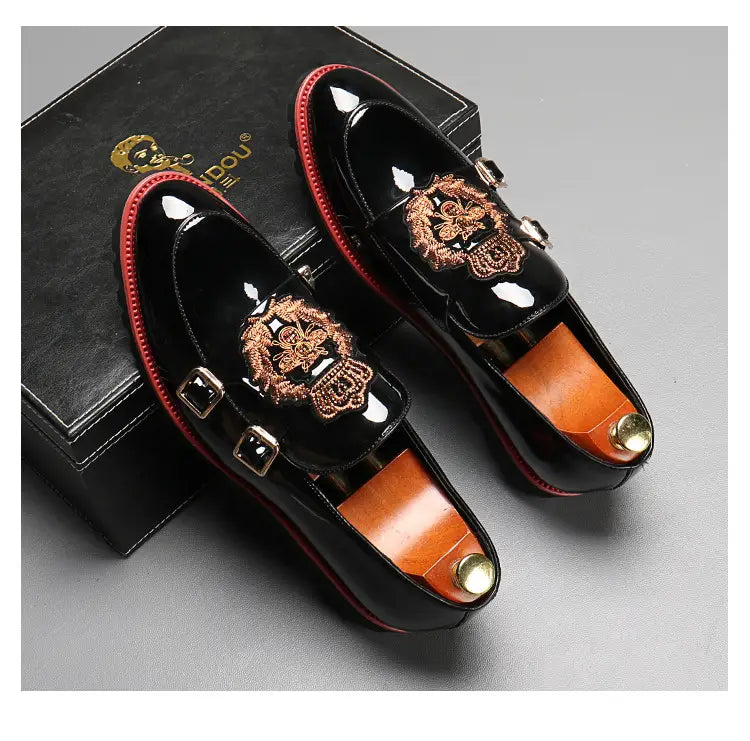 Men’s Breathable Casual Side Buckle British Motif Shoes