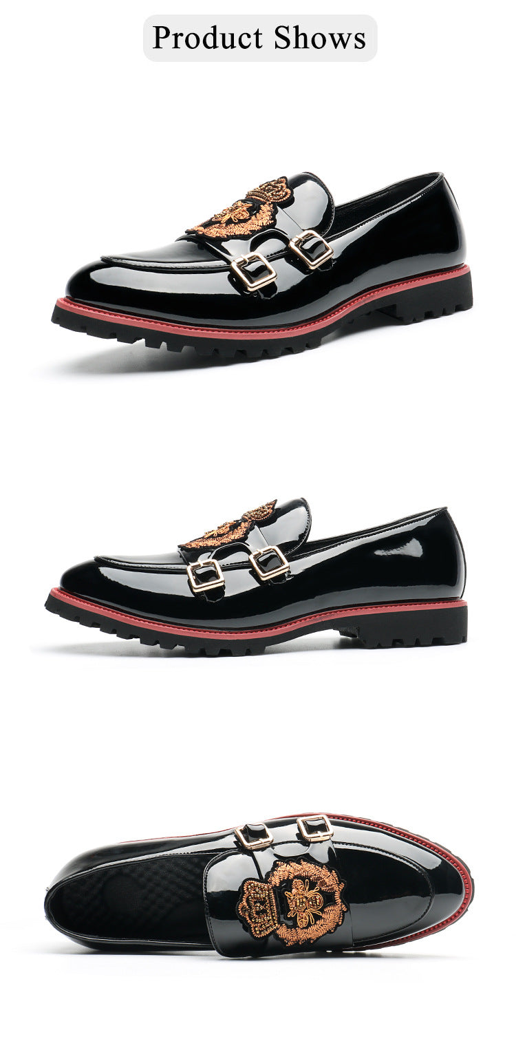 Men's Breathable Casual Side Buckle British Motif Shoes