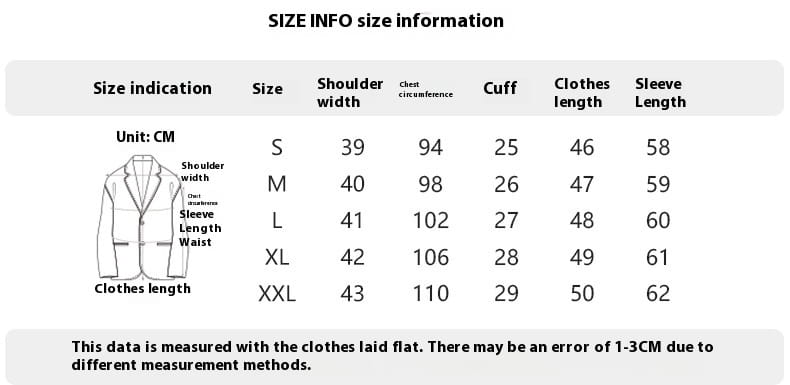 Size chart for Women’s White Exquisite Rhinestone Chanel Style Coat in centimeters.