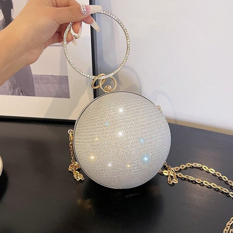 Womens Spherical Evening Bag Round Diamond Starry One Shoulder Bag - Pleasures and Sins   Pleasures and Sins