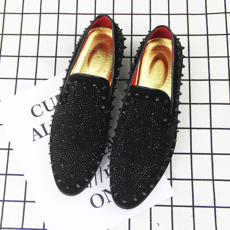 Mens Beautiful Rhinestone Spike, Studded Loafers