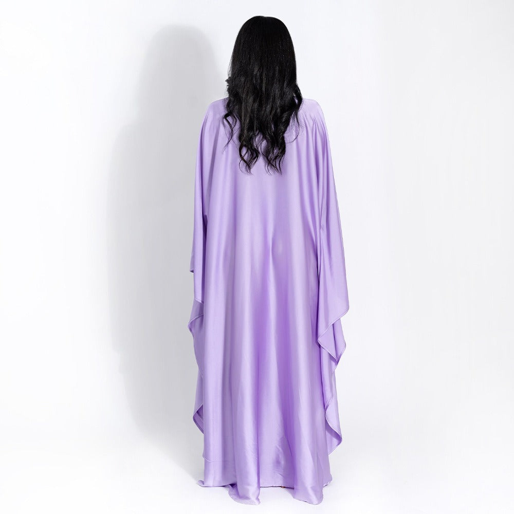 Round neck, satin bat sleeve, loose fitting dress, sexy and fashionable long dress - Pleasures and Sins   Pleasures and Sins