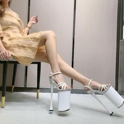 26cm Heel Womens High Heel Buckle Platform Sandals