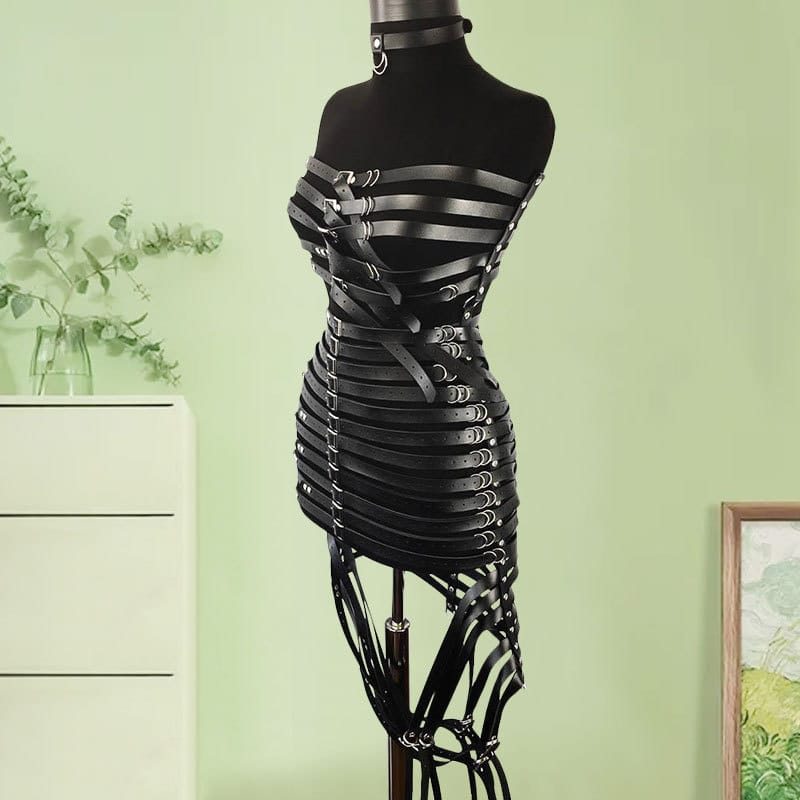 Bondage/fetish Buckle Fashion Leather Dress