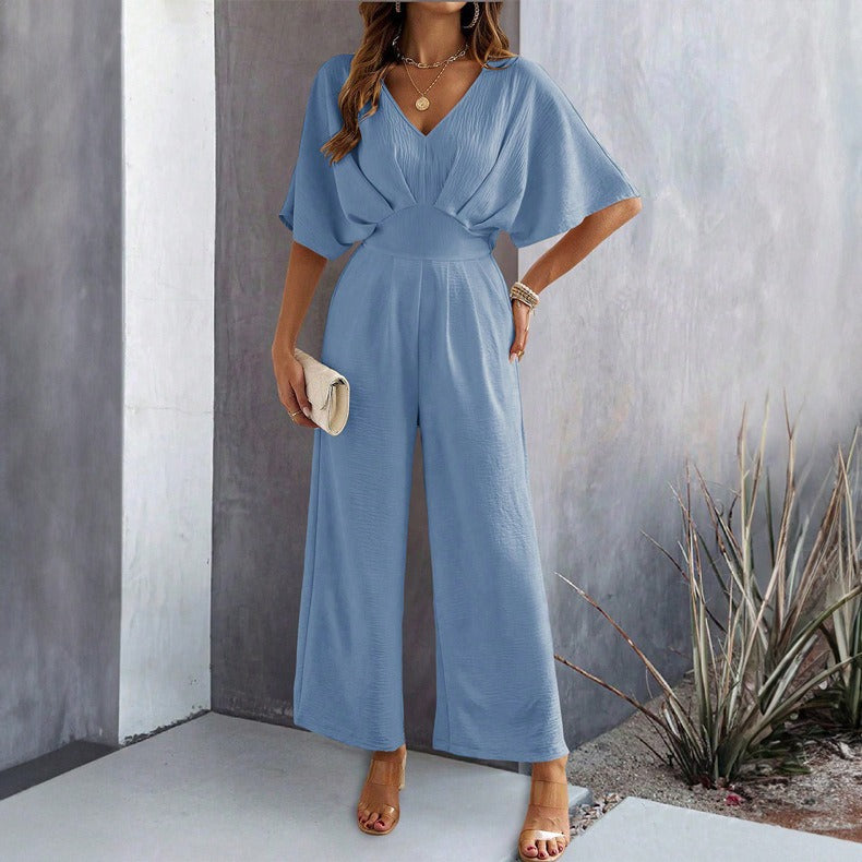 Spring and summer womens short color casual wide leg jumpsuit - Pleasures and Sins   Pleasures and Sins