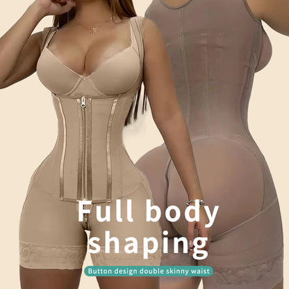 Waist cinching shapewear with abdomin shaping and hip lifting zipper