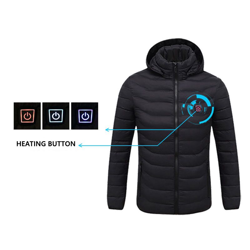 Mens Winter Warm USB Heated Jacket Thermostat Hooded Waterproof Jacket - Pleasures and Sins   Pleasures and Sins