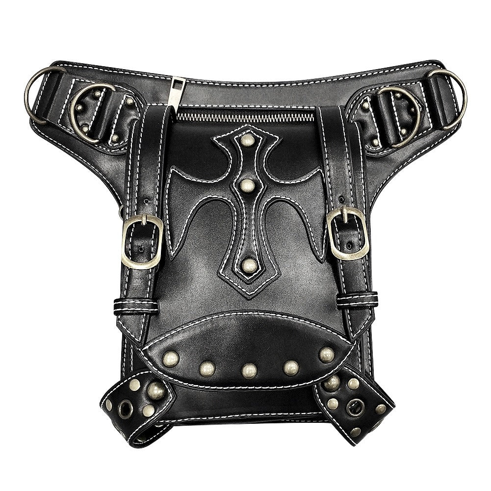 Black Punk Waistpack Retro Simple Atmospheric Casual Shoulder Bag - Pleasures and Sins   Pleasures and Sins