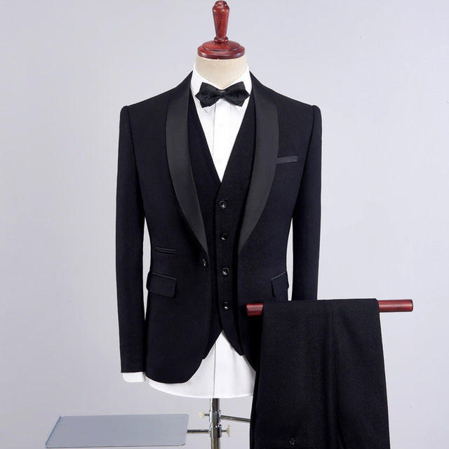 Wedding Suit For Men Shawl Collar 3 Pc Slim Fit Suit Mens Tuxedo Suit - Pleasures and Sins   Pleasures and Sins