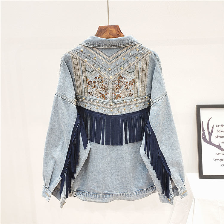 Tassel Embroidered Denim Western Womens Jacket - Pleasures and Sins   Pleasures and Sins