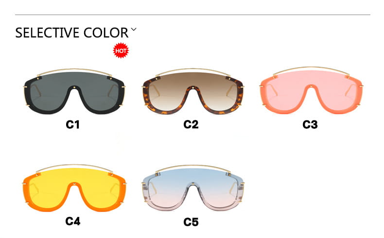 Lunettes de soleil tendance à grande monture avec une touche métallique haut de gamme