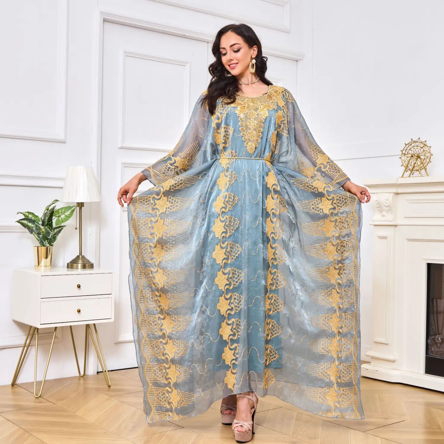 Robe musulmane marocaine brodée de perles Dîner deux pièces