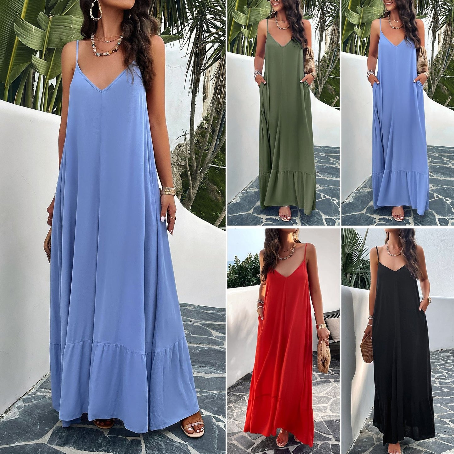 Womens elegant spring and summer, solid color maxi dress - Pleasures and Sins   Pleasures and Sins