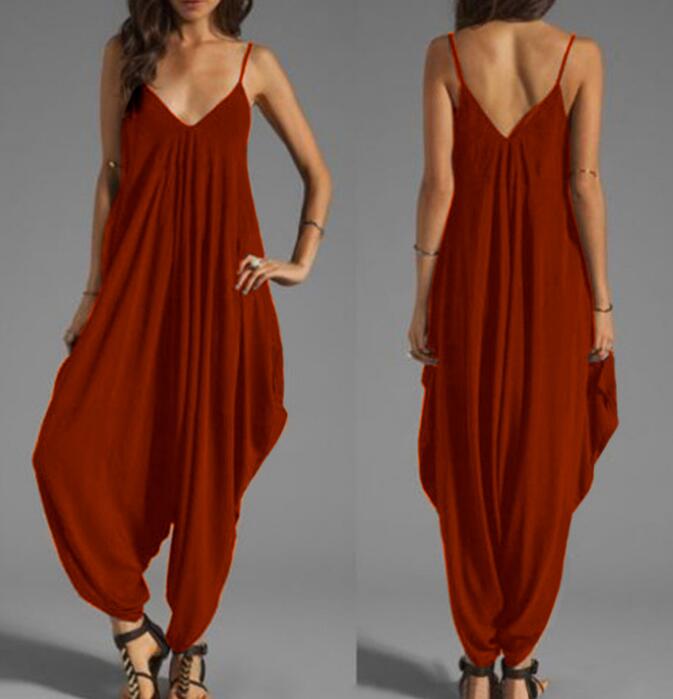 Low-cut V-neck Sexy Jumpsuit Casual Loose Jumpsuit - Pleasures and Sins   Pleasures and Sins