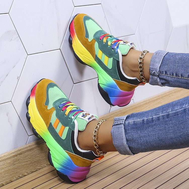 Unisex Colorful Rainbow Hip Hop Casual Rainbow Shoes - Pleasures and Sins   Pleasures and Sins