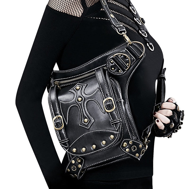 Black Punk Waistpack Retro Simple Atmospheric Casual Shoulder Bag - Pleasures and Sins   Pleasures and Sins