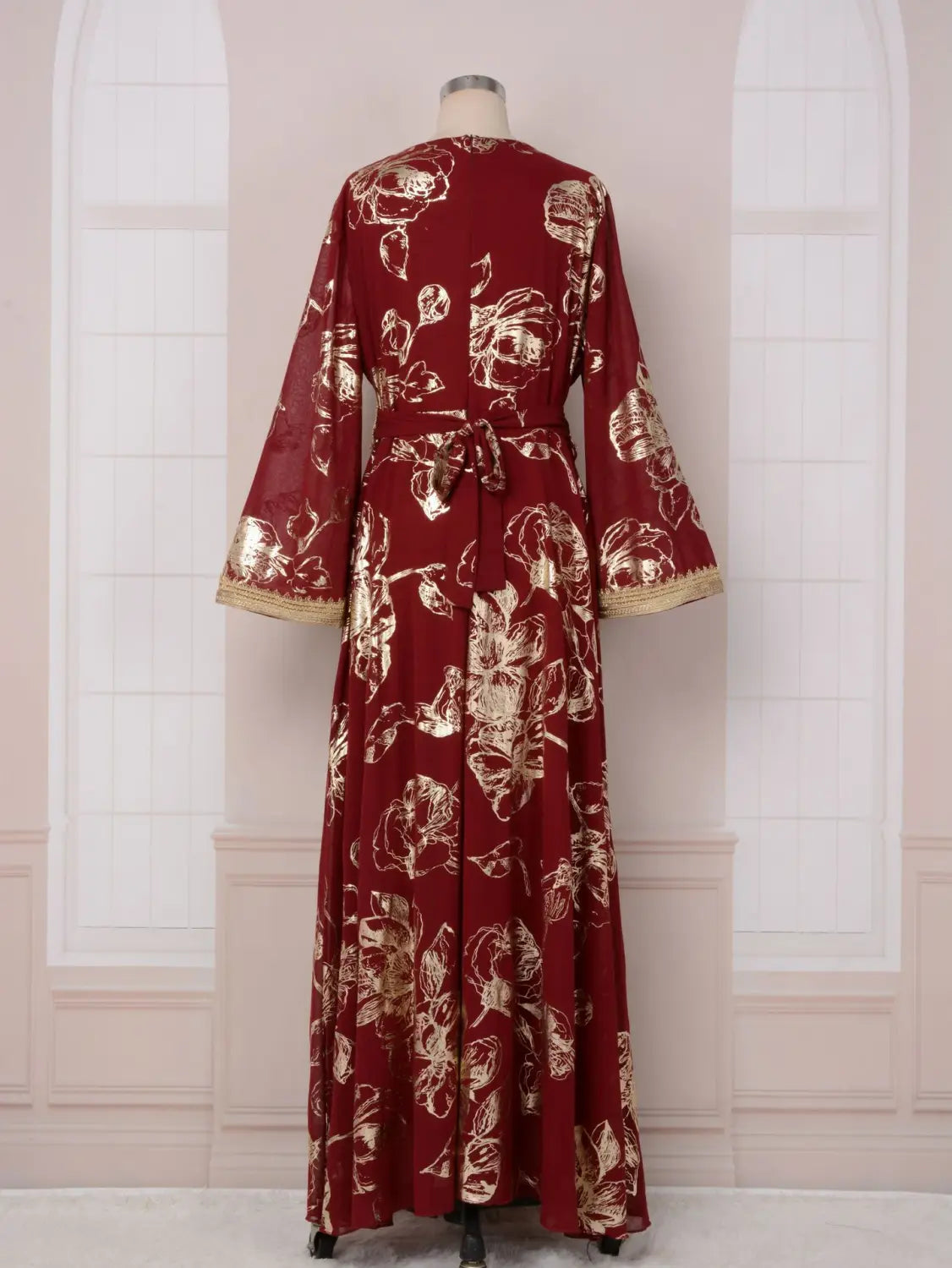 Evening Dress Muslim Flower Gold Stamping Fashion Robe