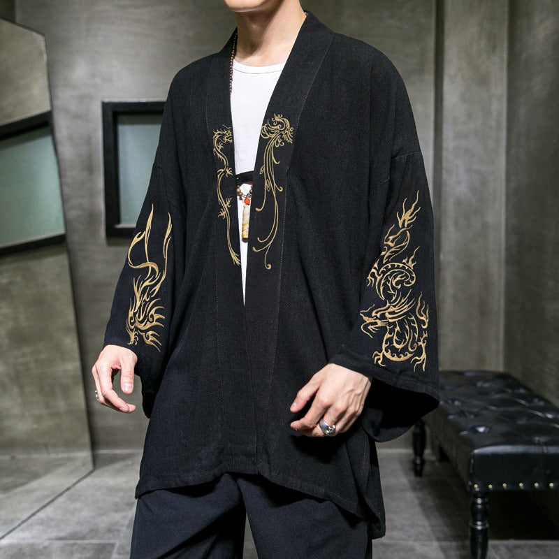 Mens Chinese Style clothing Cotton and Linen Embroidered Cardigan - Pleasures and Sins   Pleasures and Sins