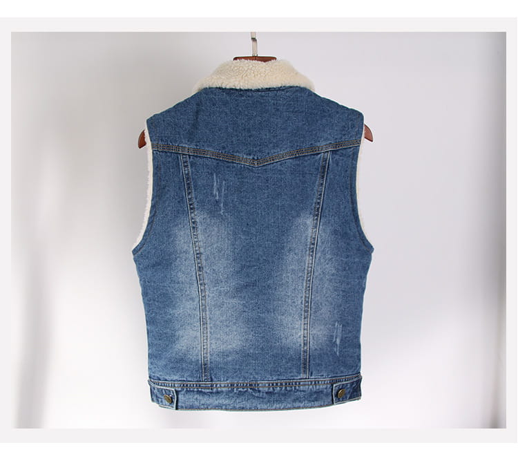 Ladies Denim Slim Fit Lambs Wool Lined Gilet Bodywarmer