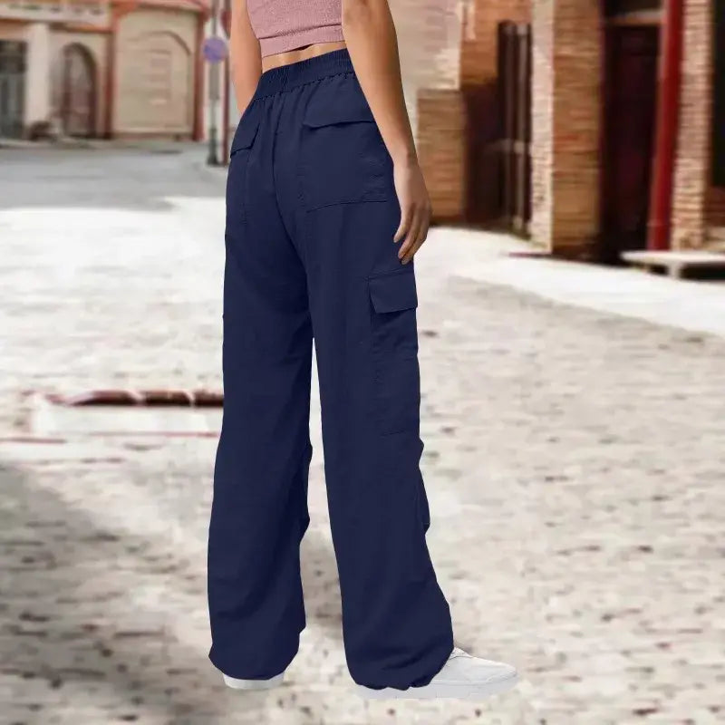 Multi Pocket Cargohose Damen Hohe Taille Locker Lässig