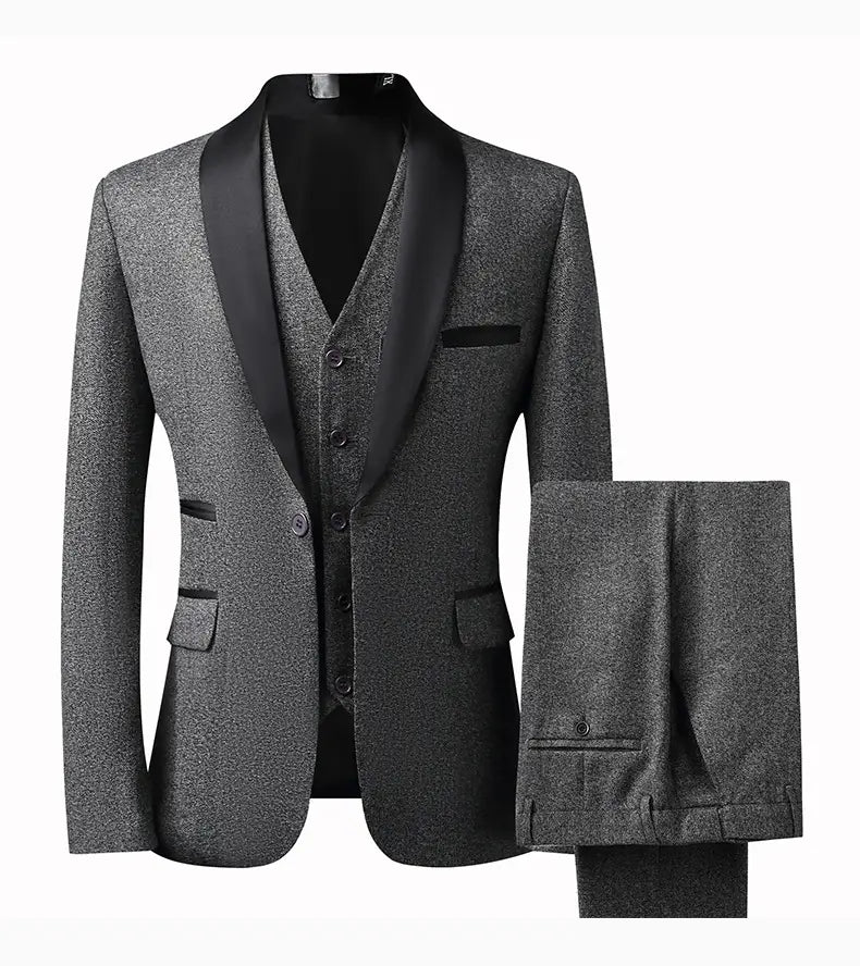 Bräutigam Anzug Herren Dreiteiliger Slim Fit Tuxedo Hochzeitsanzug